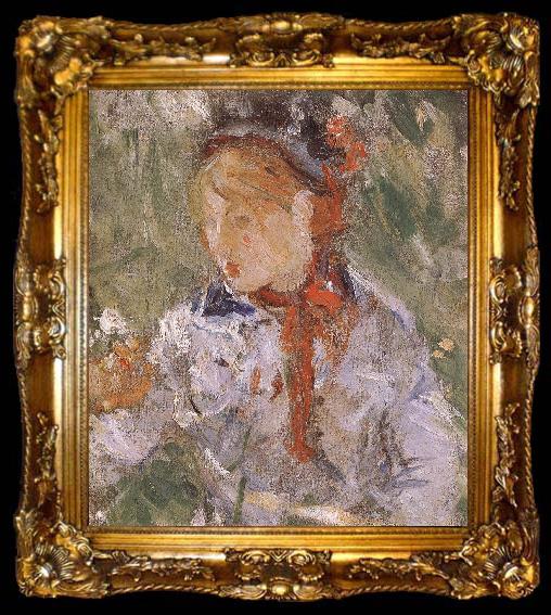framed  Berthe Morisot Detail of Mother and her son in the garden, ta009-2
